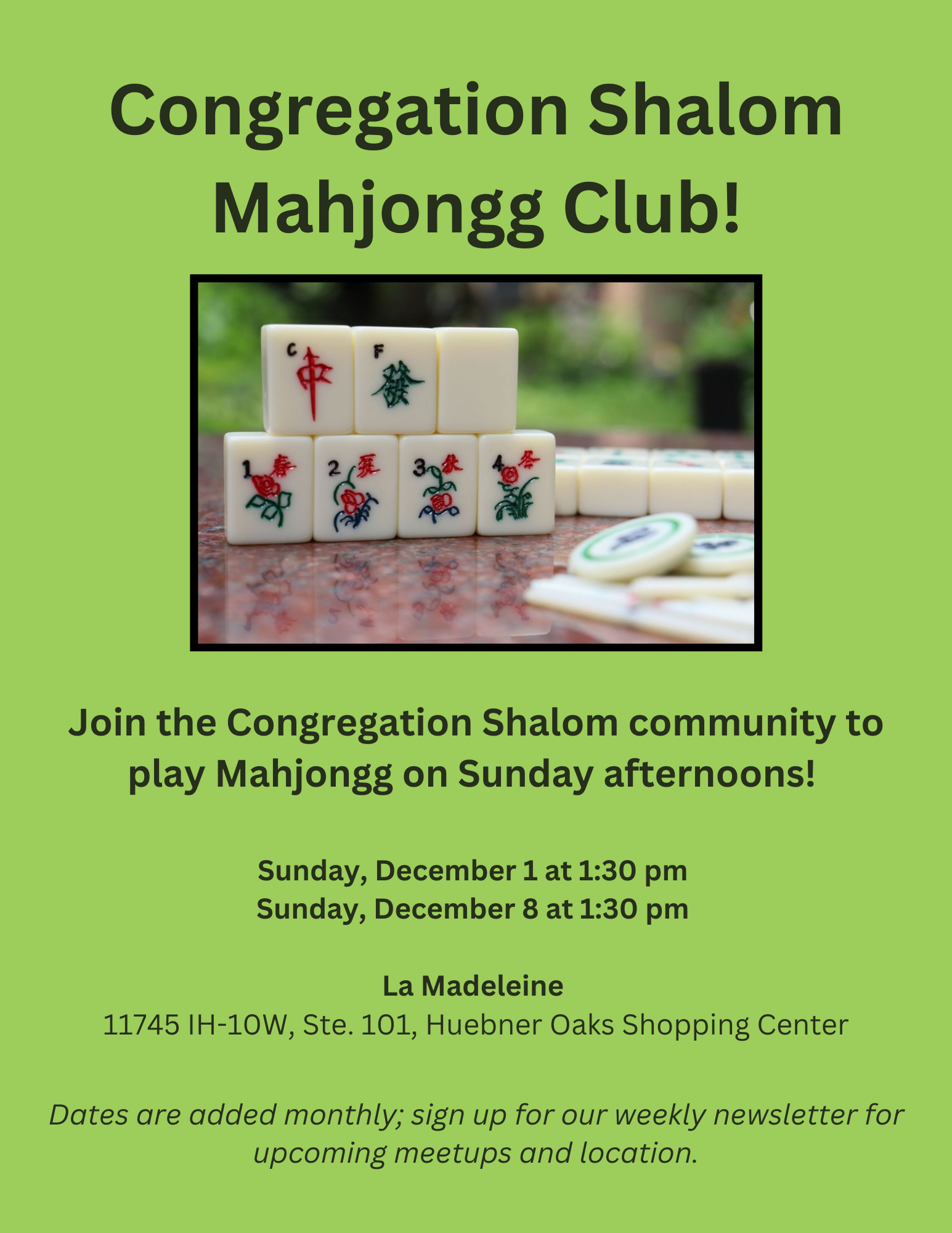 Mahjongg Club Flyer