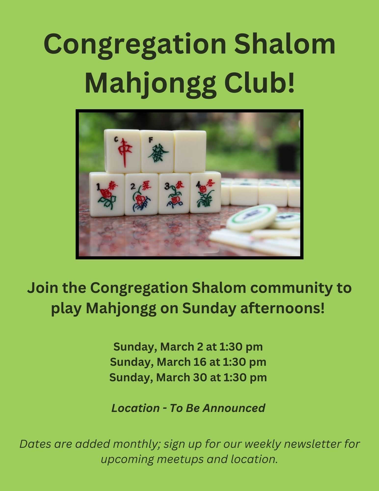 Mahjongg Club Flyer